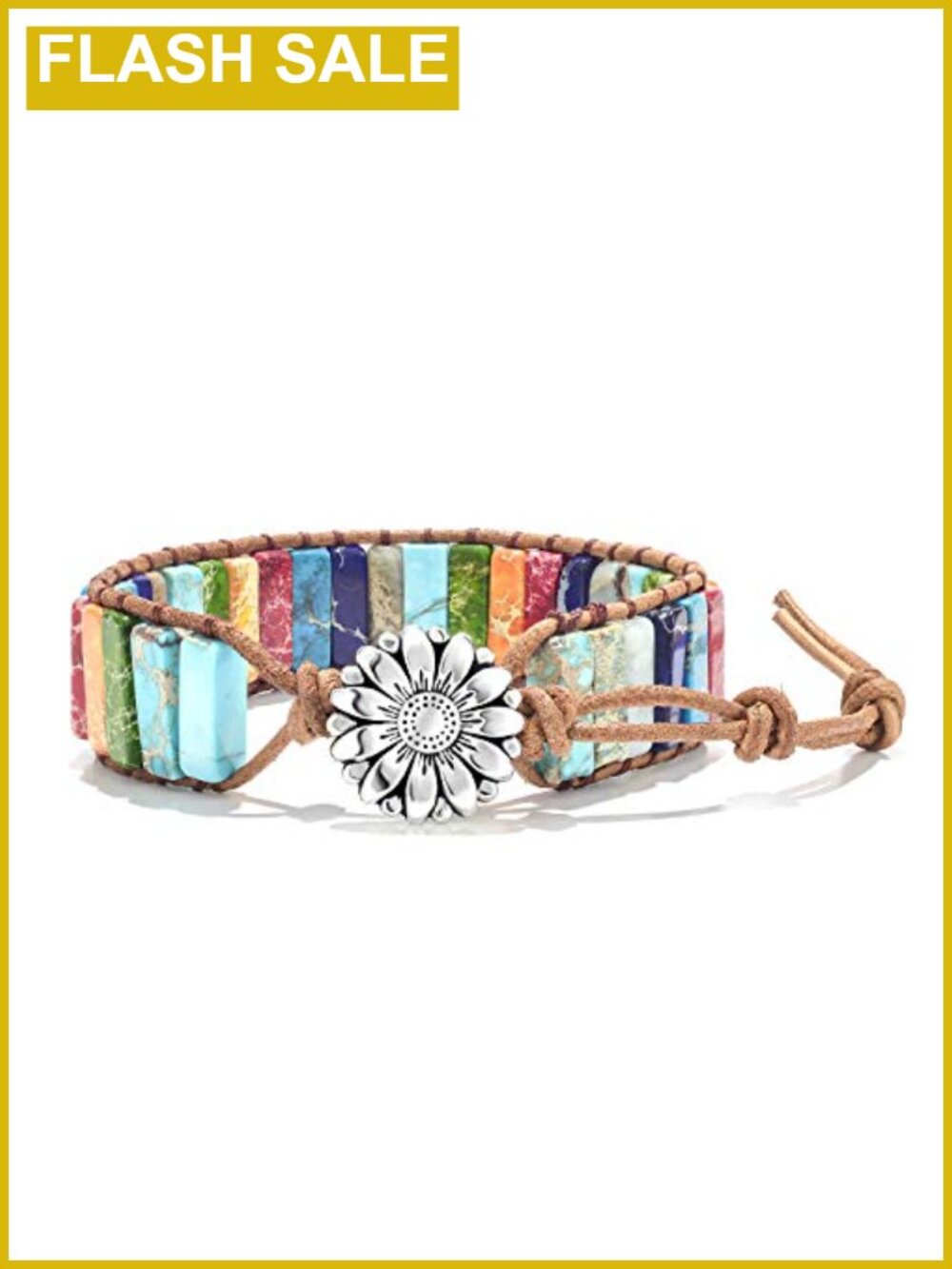 Real Leather Wrap Chakra Healing Bracelet with Gemstone Stones Adjustable Boho